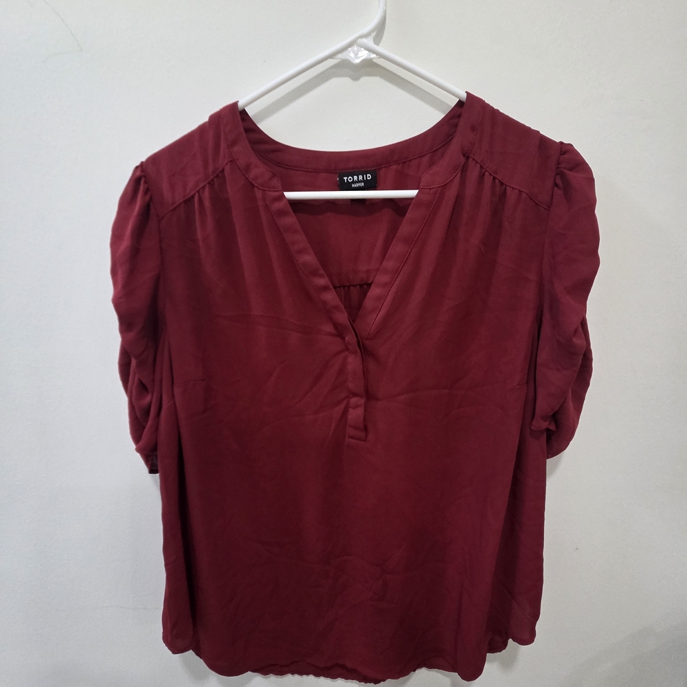 Torrid Deep Red V-Neck Blouse